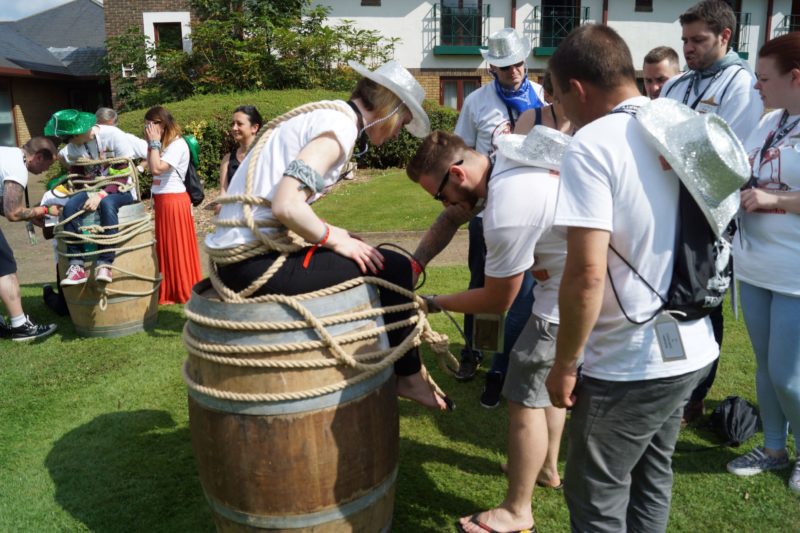 People getting involved in activities at Just Eat team building event