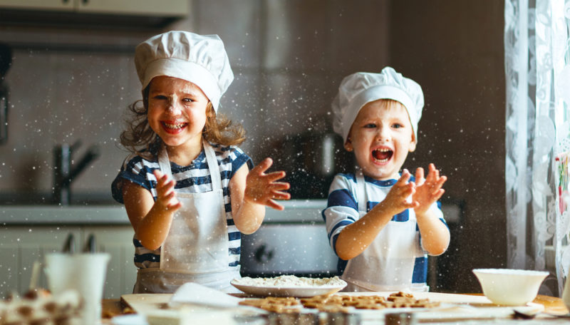 two children baking in family friendly virtual events